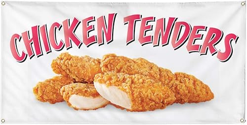 Vinyl Banner Multiple Sizes Chicken Tenders Restaurant Cafe Bar C Restaurant & Food Outdoor Weatherproof Industrial Yard Signs White 4 Grommets