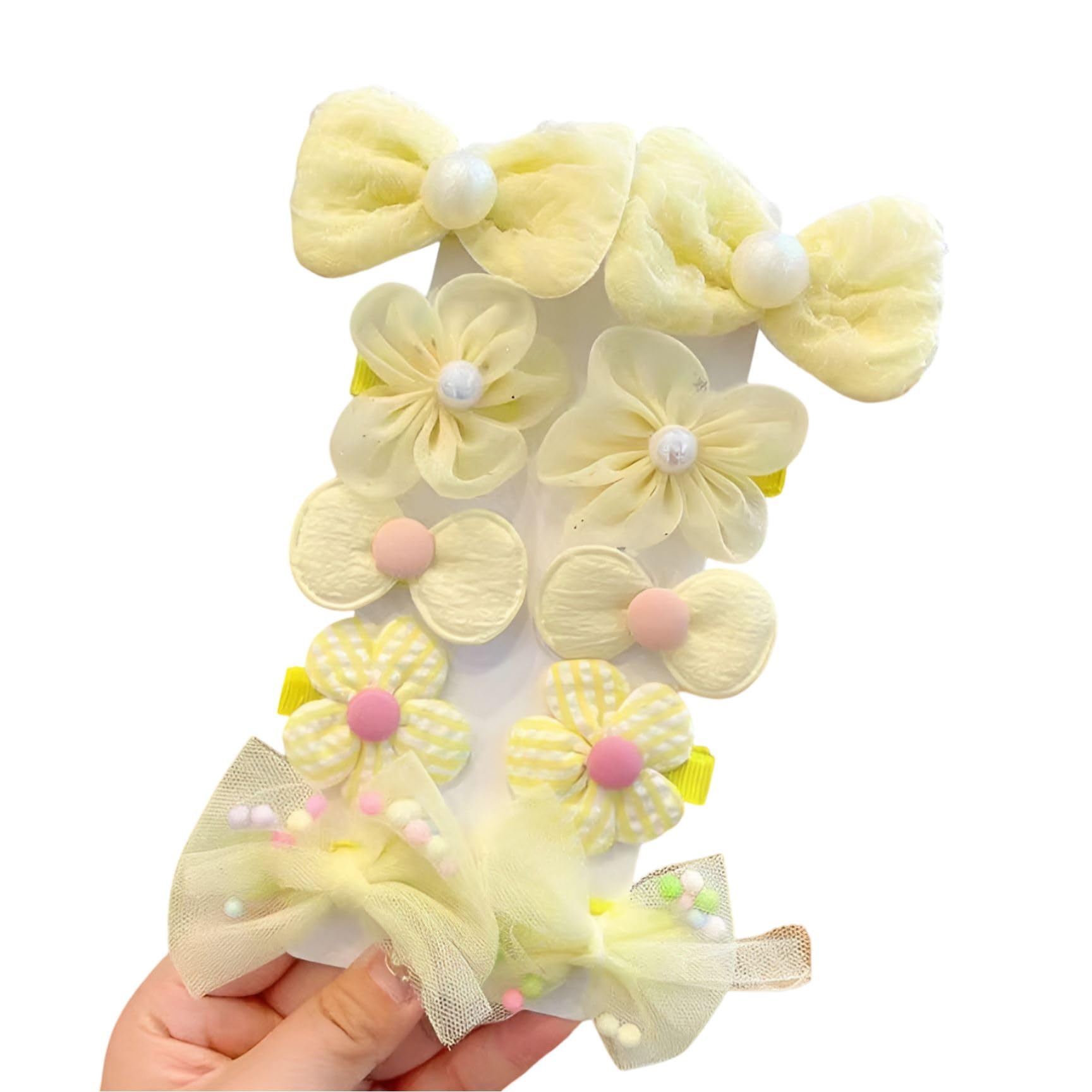 SYGA 10-Piece Baby Hair Clip Set for Girls Adorable Bow and Flower Designs Hair Pin Soft, Lightweight, and Stylish - Yellow-image-7