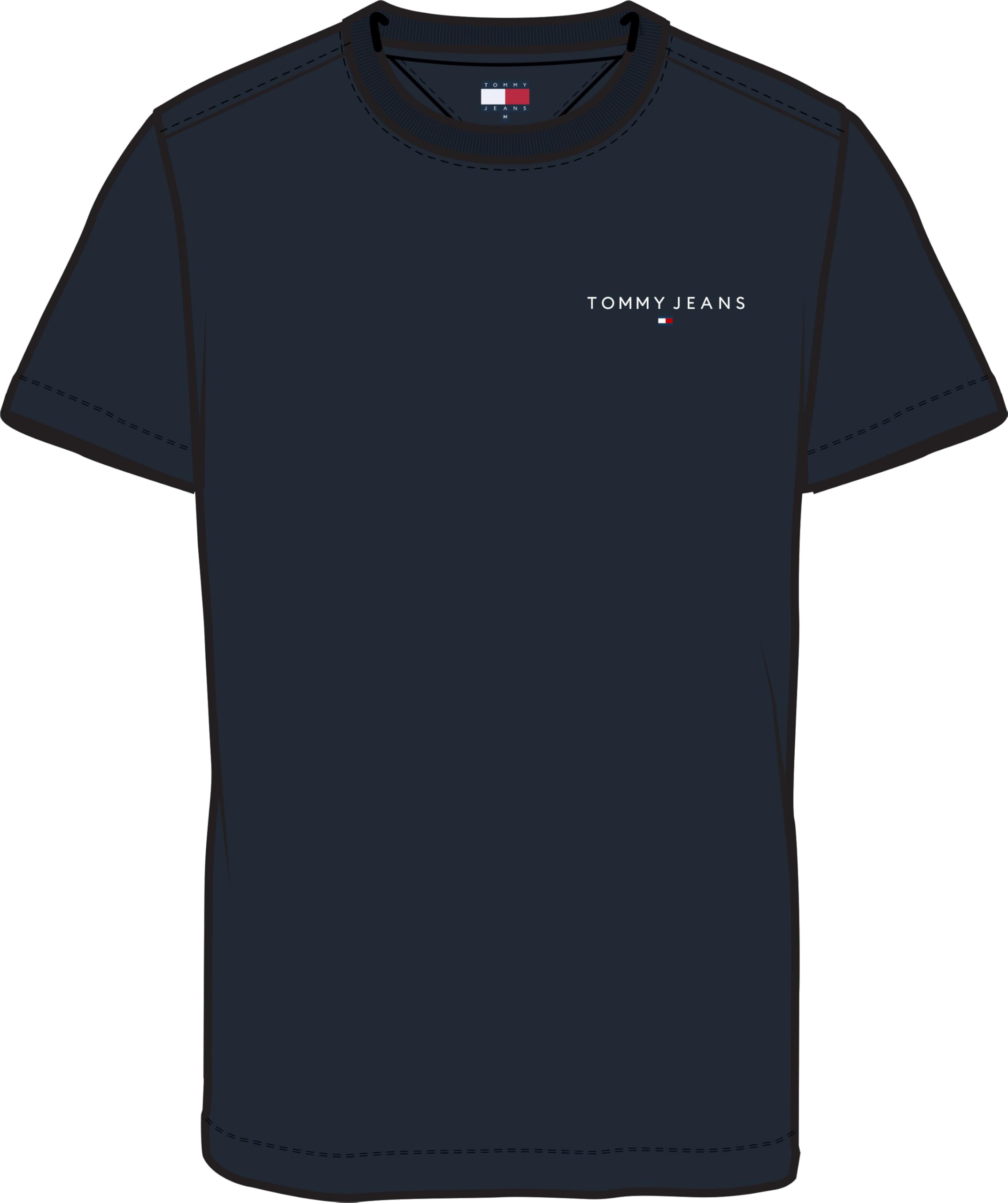 TOMMY JEANS Men's TJM Slim Linear Chest TEE EXT DM0DM21188 S/S T-Shirt, Blue (Dark Night Navy), S