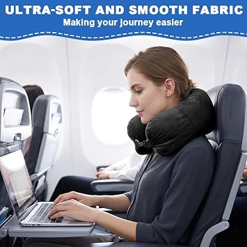Multifunctional Stuffable Travel Pillow, Travel Pillow Stuffable with Clothes, Soft Stuffable Neck Pillow, Fillable for Extra Luggage with Adjustable Straps, for Airplane Camping Train, Black