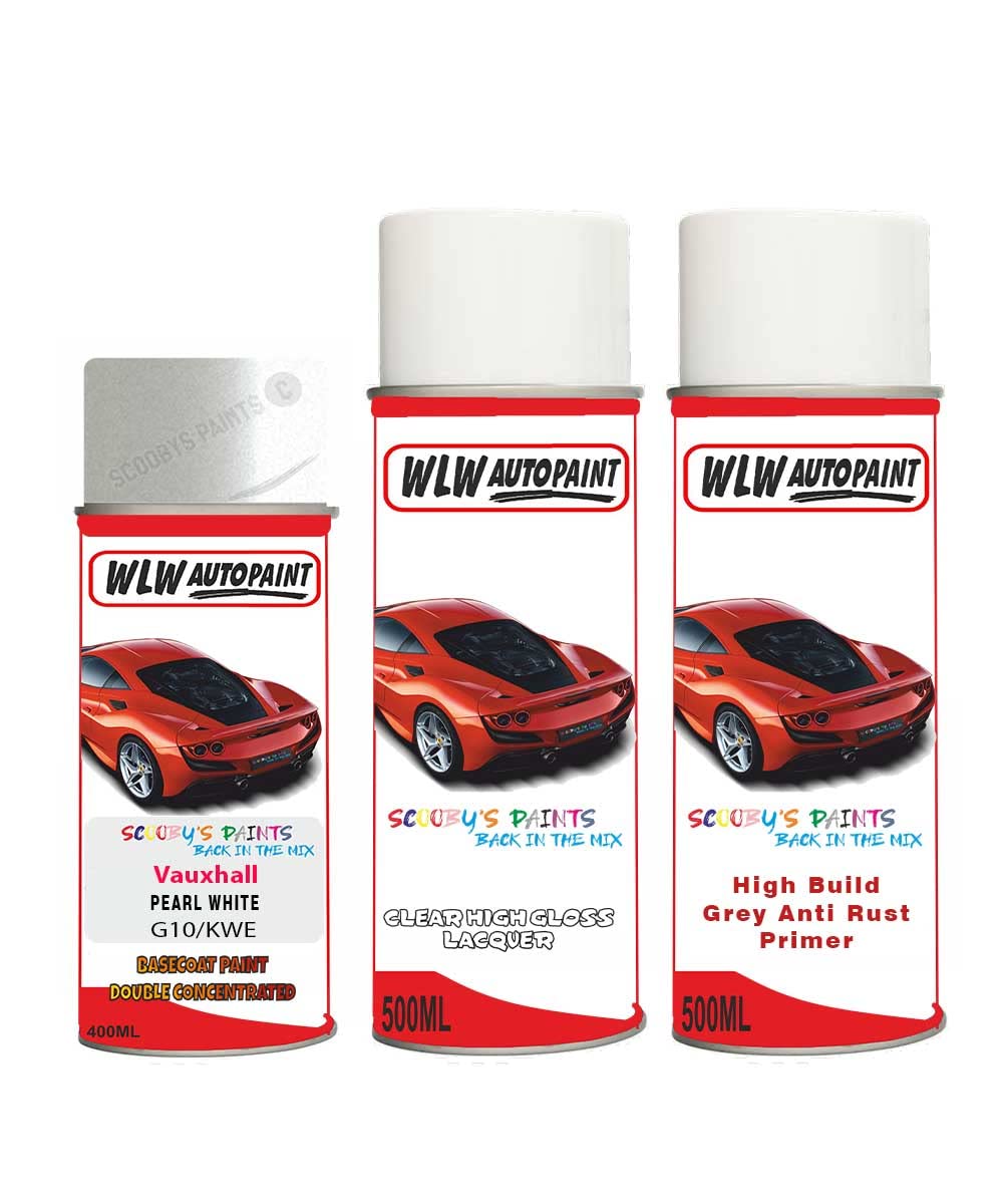 Aerosol Spray Paint For Vauxhall Grandland X Pearl White 2018-2019 Primer Undercoat With Lacquer