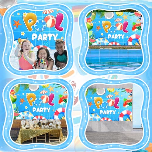Image of Summer Pool Beach Party Decorations, Summer Party Beach Decor Supplies, Pool Banner Decorations, Backdrop Wall Decor for Kids Suitable for Indoor and Outdoor Use