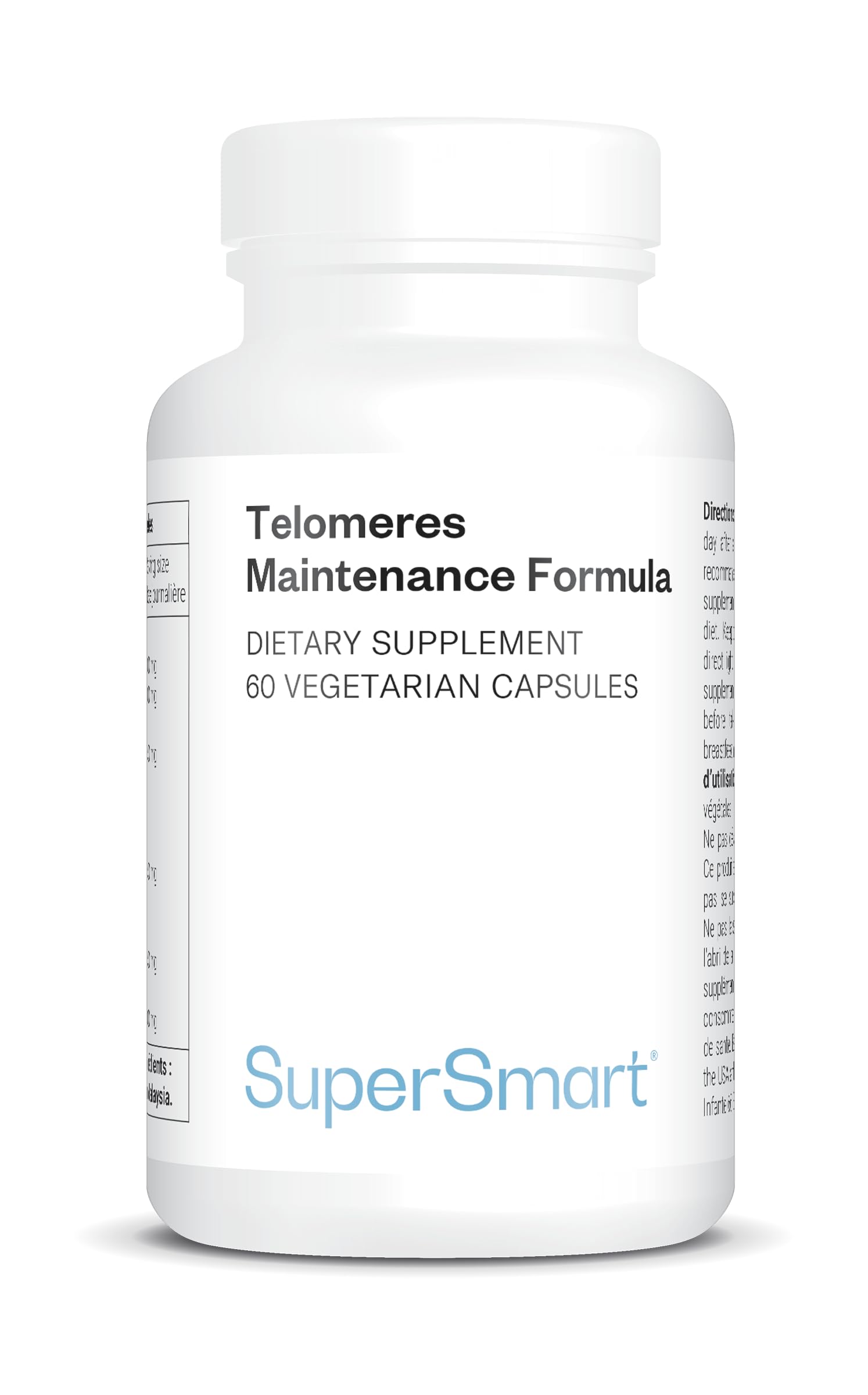 Telomeres Maintenance Formula - 60 Capsules Végétariennes - SuperSmart | Contient des Antioxydants Naturels Puissants (Catéchines de Thé Vert, Carnosine, Gamma-Tocotriénols) - Sans OGM