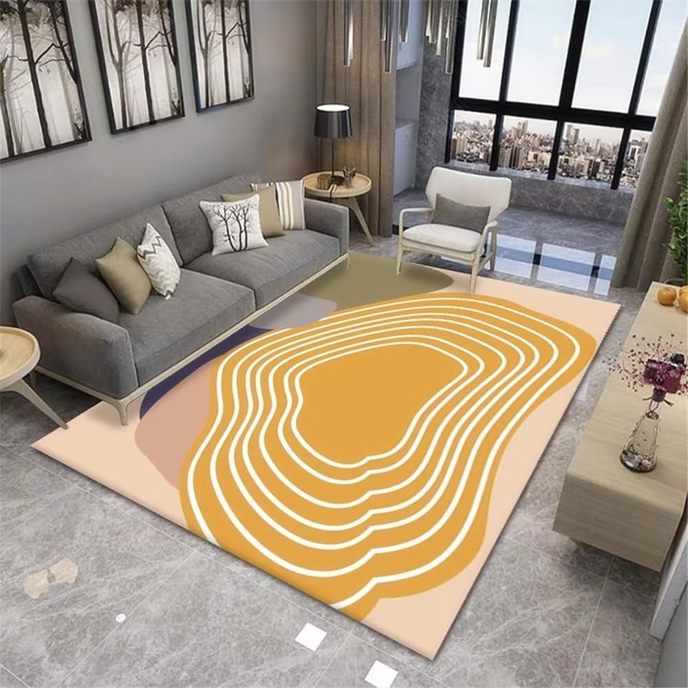 Tapis long chambre anti acarien 80X120Cm à rayures géométriques de salon