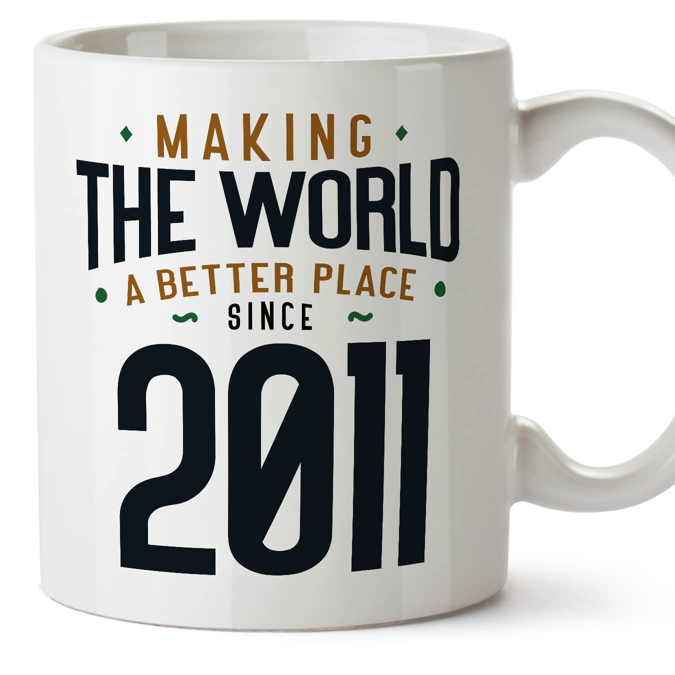 MUGFFINS 2011 Birthday Mug - in English - Making the World a Better Place - Funny Anniversary Present - 11 oz — image 1