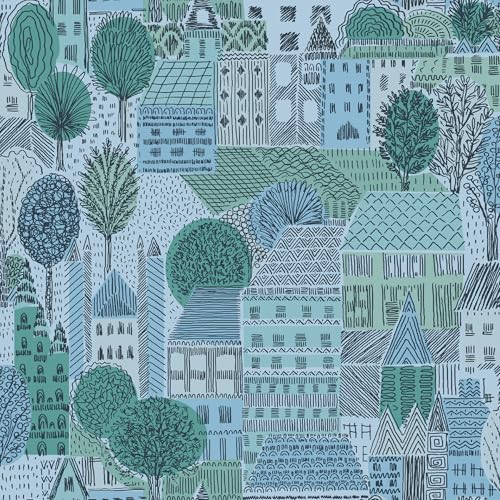 Charming Village Blue Peel and Stick Wallpaper by RoomMates, RMWS1236