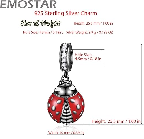 Miniatura 2 de Juego de dijes de insectos que se adapta a pulseras Pandora, brillantes dijes de amor infinito y dijes colgantes de mariquita negra, juego de joyas