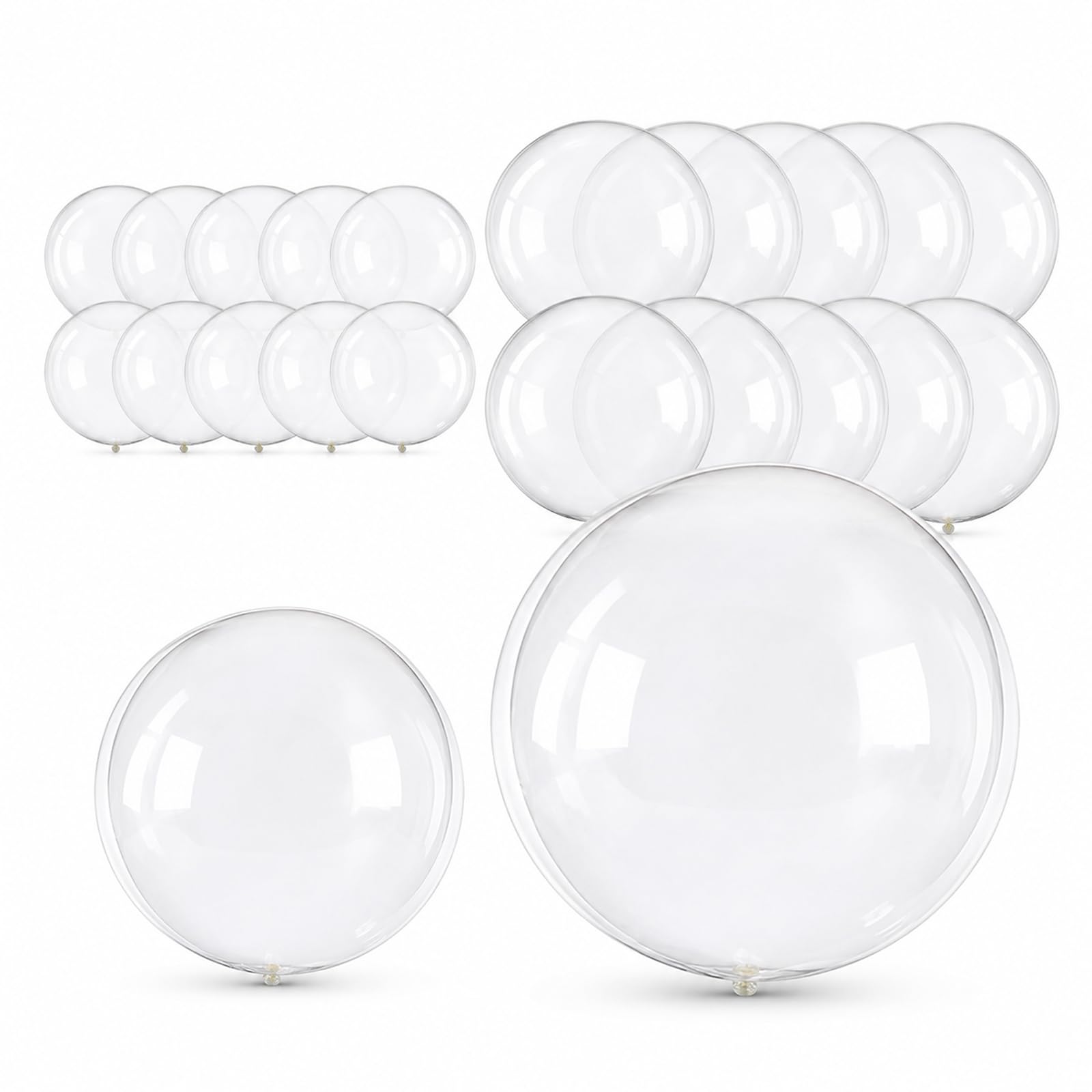 20Pcs Clear Bobo Balloons, Fillable Bubble Transparent Balloon, Reusable Fillable Bubble Balloons, for Photo Shoot DIY Party Wedding Anniversary Festival Romantic Decoration(18inch*10, 24inch*10)