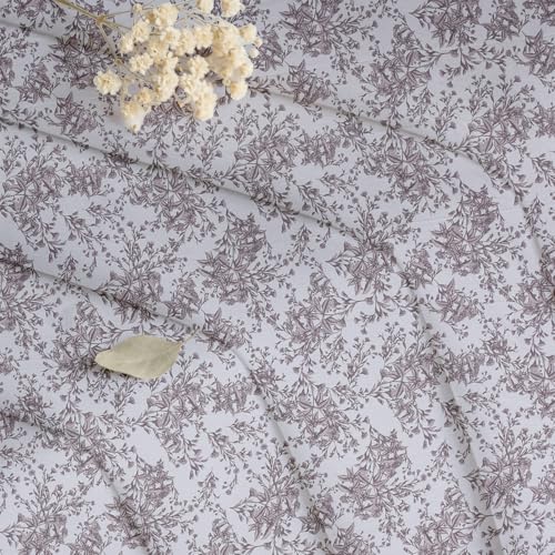 Image of LINENWALAS Cotton Sheer Curtains for Window - Light Filtering 6 Feet Set of 2, Aesthetic Cafe Curtain Floral Printed Drapes with Grommet Hanging - (L 6FT x W 4.5FT, Brown Botanical)