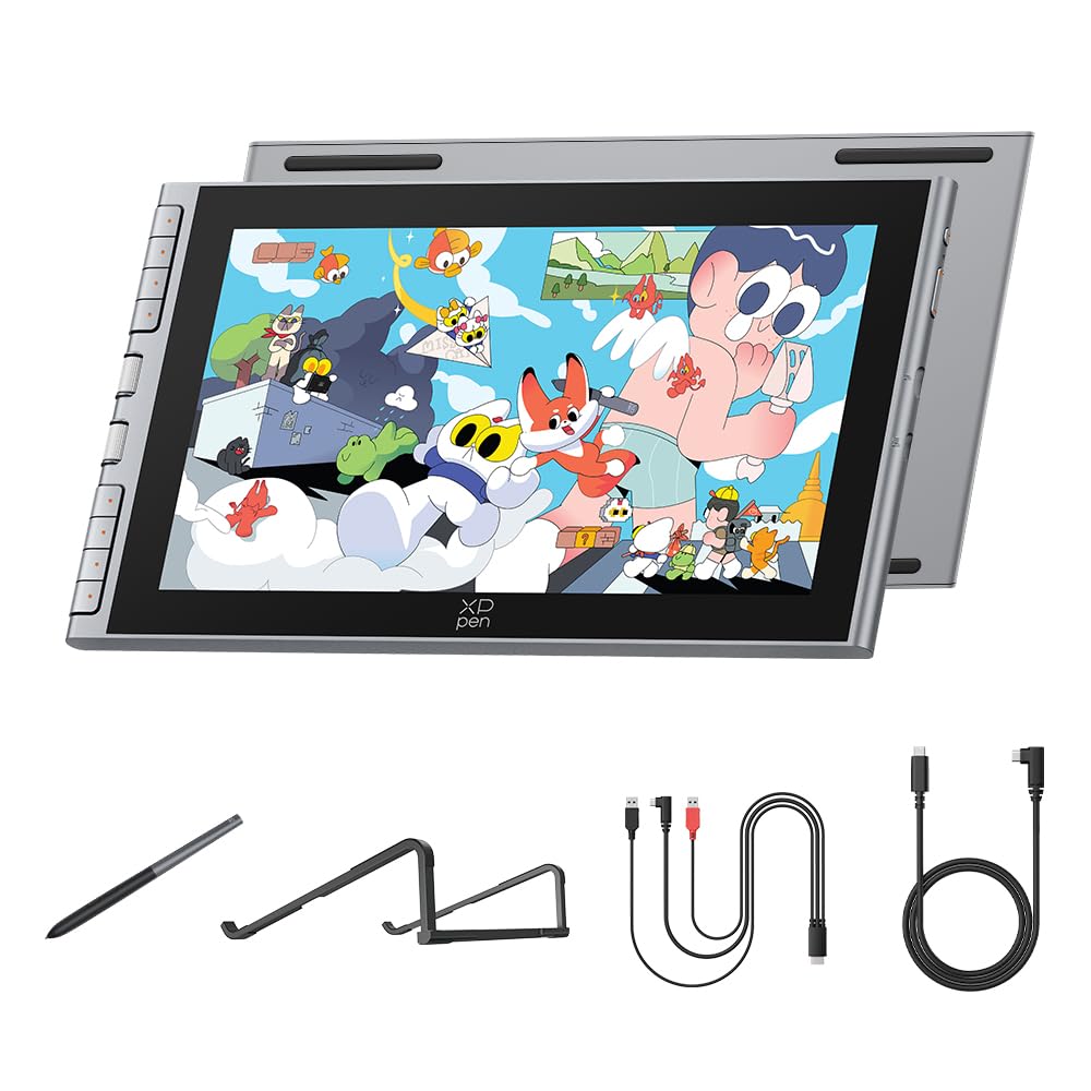 XPPen Artist 12 3rd Tableta Gráfica con Pantalla FHD 16K Niveles (Gris) | Tableta Gráfica Dibujo Digital Profesional de 12 Pulgadas con X4 Lápiz Chip Inteligente y 2 Diales y Soprte Plegable