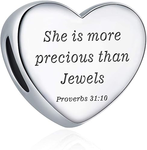 MUERDOU Dije de corazón, pulsera cristiana con versículo bíblico para oración, fe, religiosa, regalos para mujeres