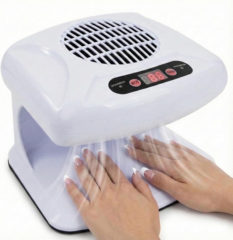 Air Nail Dryer, 300W Infrared Sensor 2 in 1 Automatic Induction Cold Hot Air Nail Polish Drying Fan Wind Blower Dryer for Regular Nail Polish, Home and Salon Use (White)