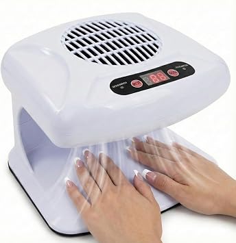 Air Nail Dryer, 300W Infrared Sensor 2 in 1 Automatic Induction Cold Hot Air Nail Polish Drying Fan Wind Blower Dryer for Regular Nail Polish, Home and Salon Use White