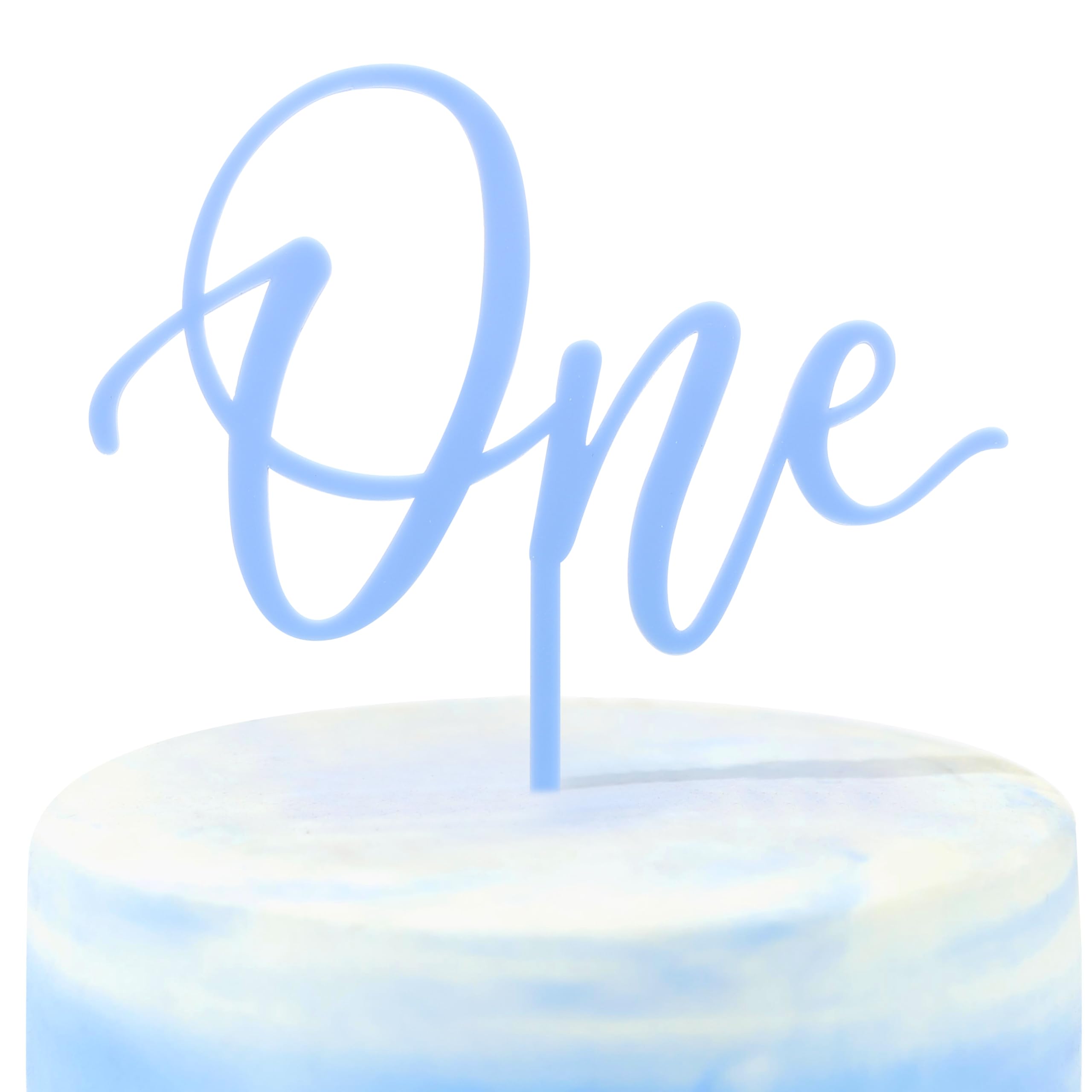 Wooden One First Birthday Cake Topper - First Birthday Decoration, Cake Smash Party Photo Props, Blue One Sign 1st Birthday Cake Topper, One Year Old