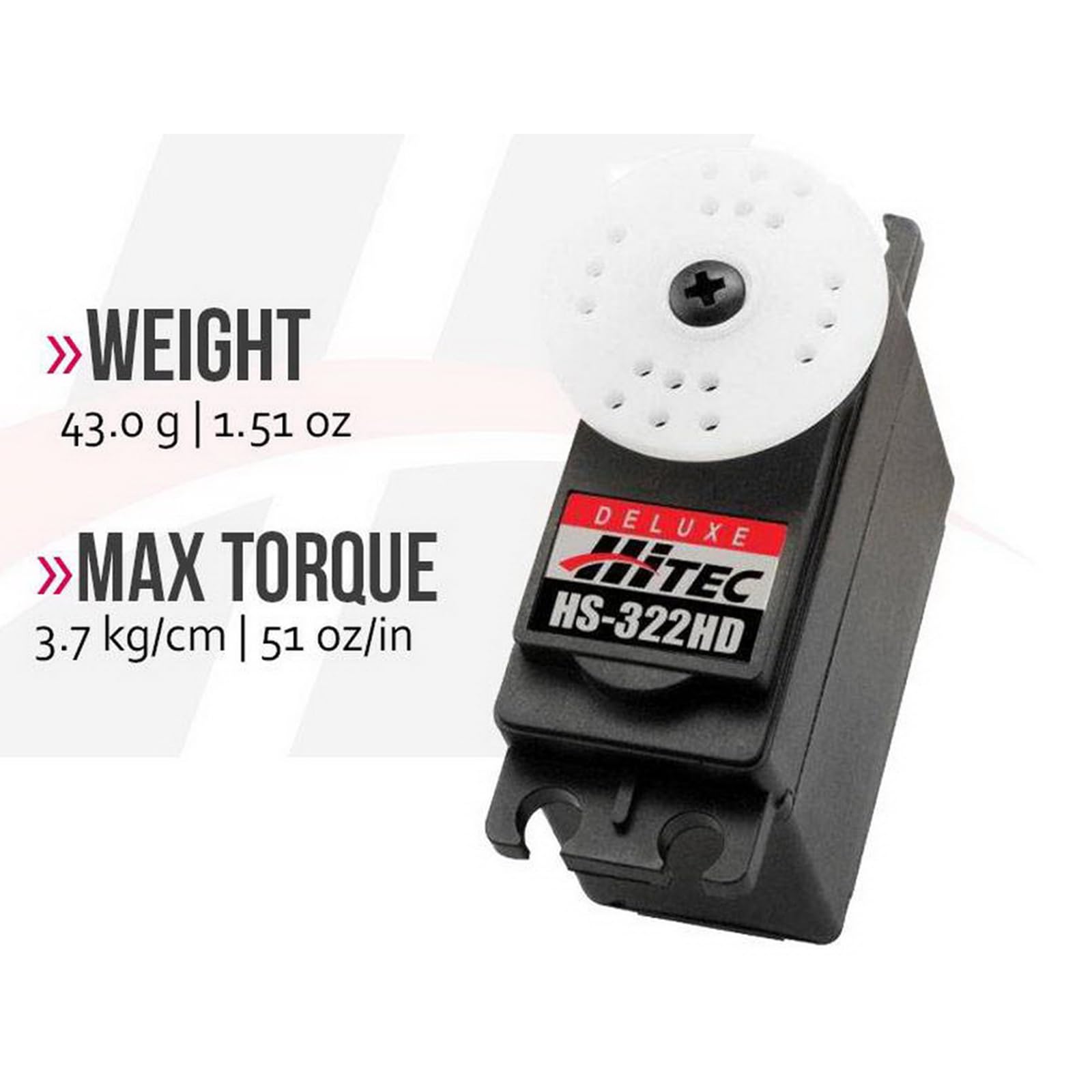 Buddy RC Hitec HS-322HD Servo estándar, rendimiento duradero y fiable (1 unidad)