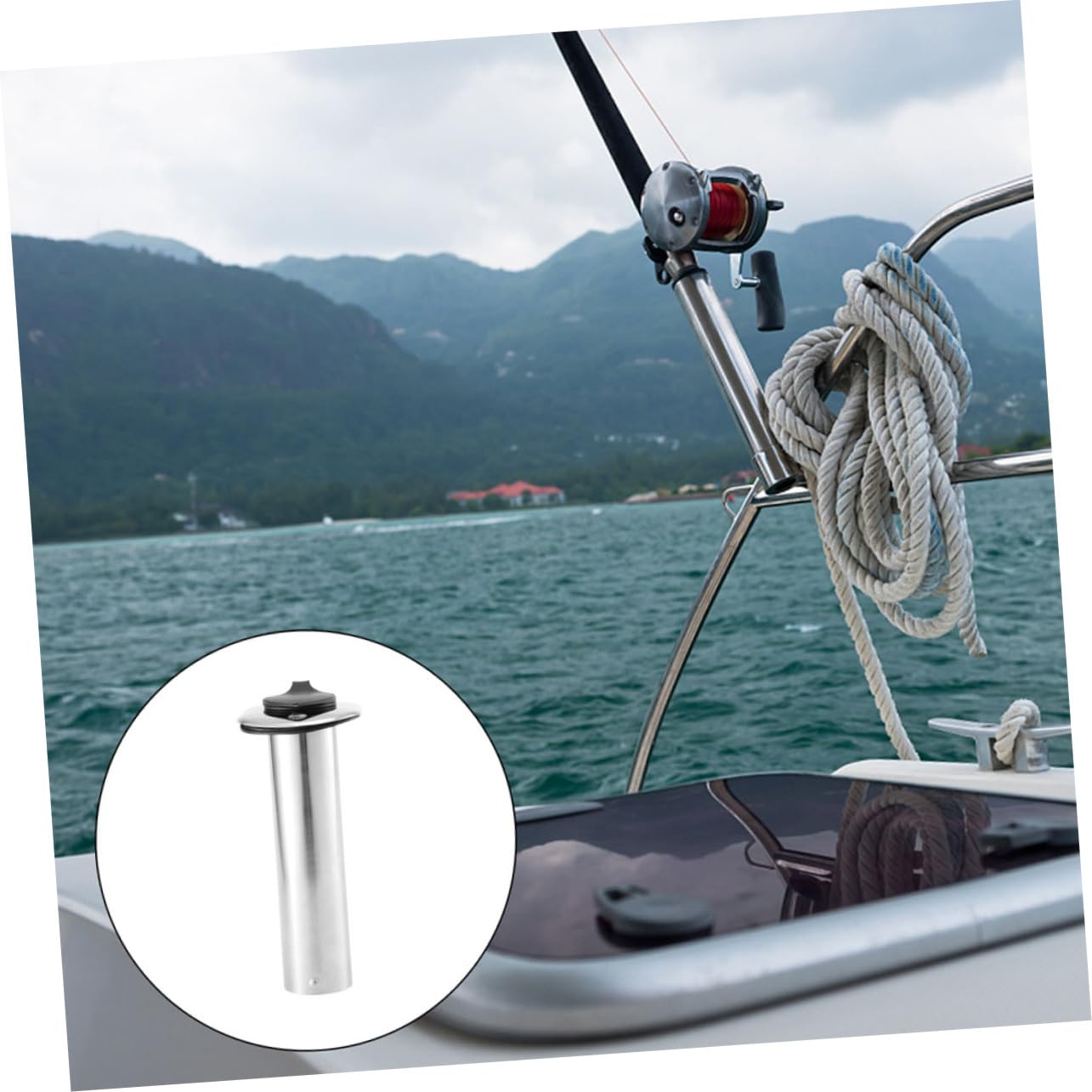 KOMBIUDA Soporte de Montaje para Caña de Pescar de Acero Inoxidable Abrazadera, Soporte Resistente para Embarcaciones de Pesca y Modernos en Color Plata