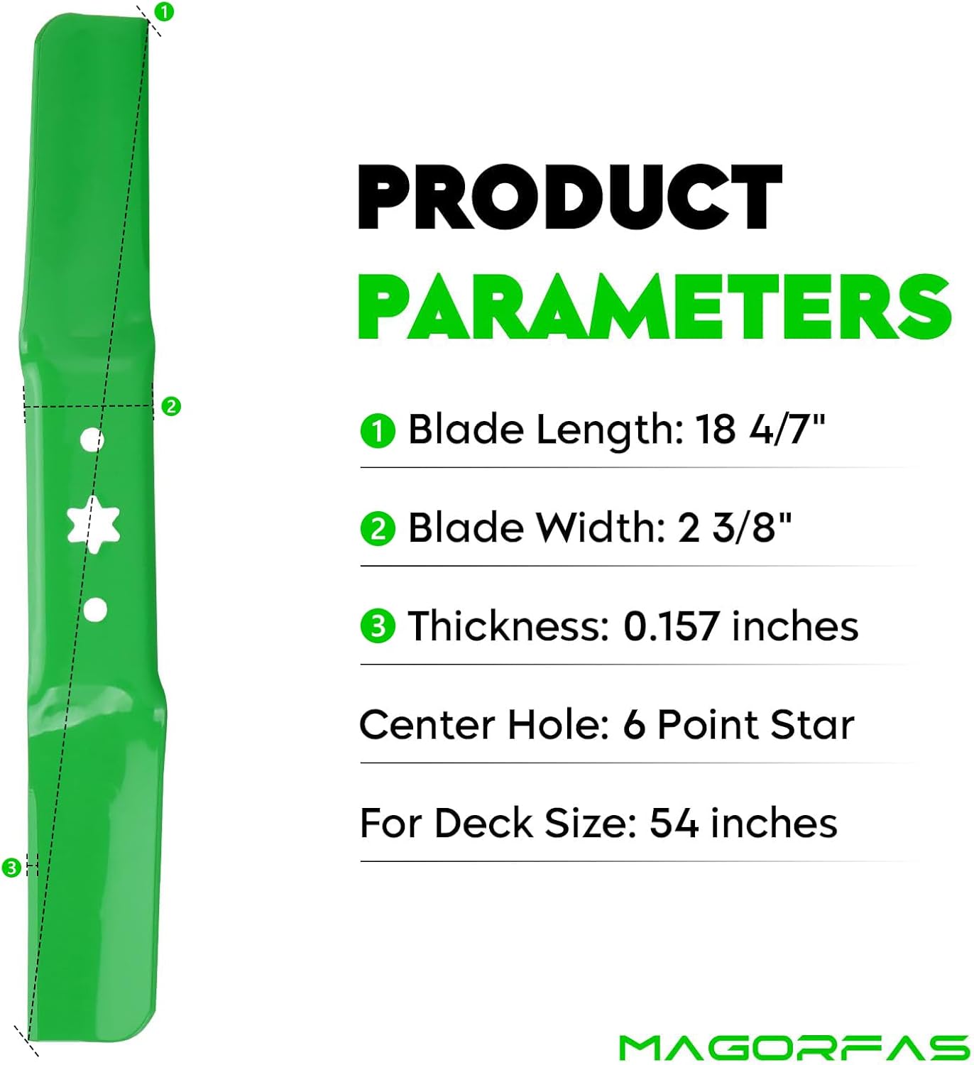 Lawn Mower Blades Medium Lift with 54 inch Deck Fits for 742-05056 942-05056 for Craftsman T310 T3200 T8400 Cub Cadet RZT-L54 XT1-ST54 KH XT2-GX54 Troy-Bilt Mustang 54 XP Super Bronco, 3 PCS