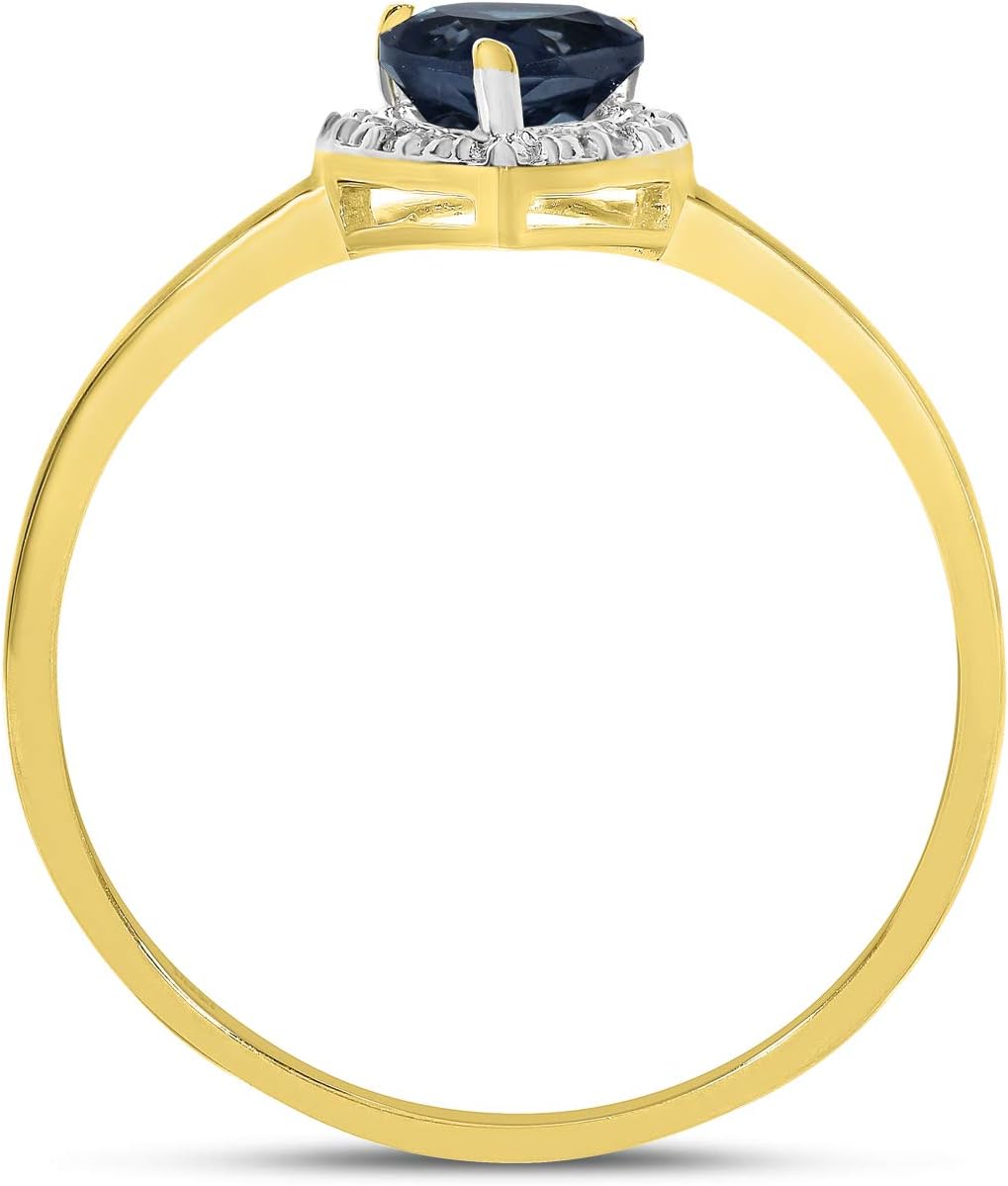 14k Yellow Gold Pear Sapphire And Diamond Ring