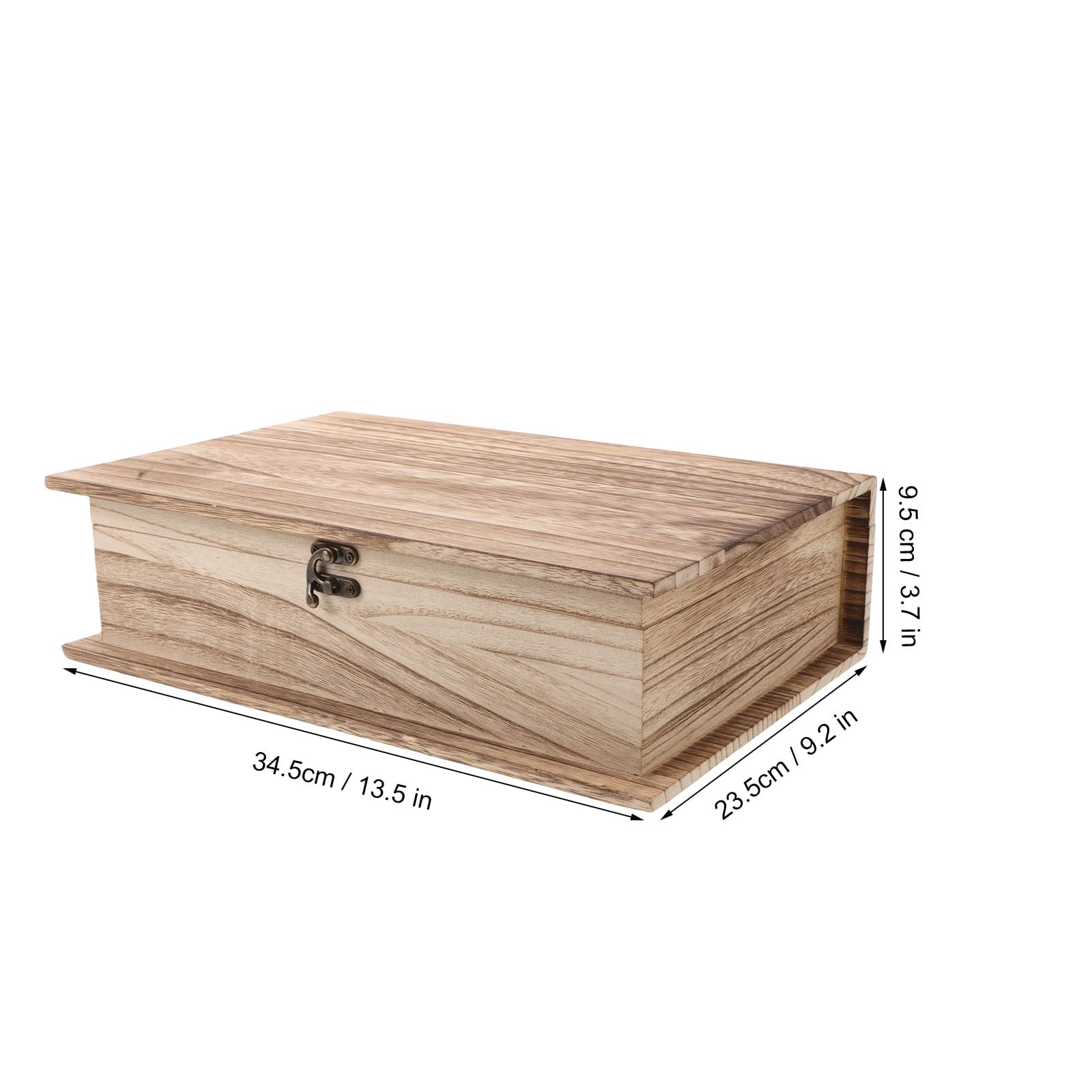 Holibanna Vintage Holz Buchbox mit Klappdeckel und Frontverschluss Große Rustikale Aufbewahrungsbox für Bücher Rechteckige Erinnerungsbox als Dekorative Gedenkbox