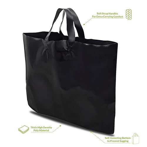 Miniatura 9 de Bolsas de plástico con asas  Paquete de 50 bolsas de compras blancas para boutique grandes bolsas de plástico opaco a granel para pequeñas empresas