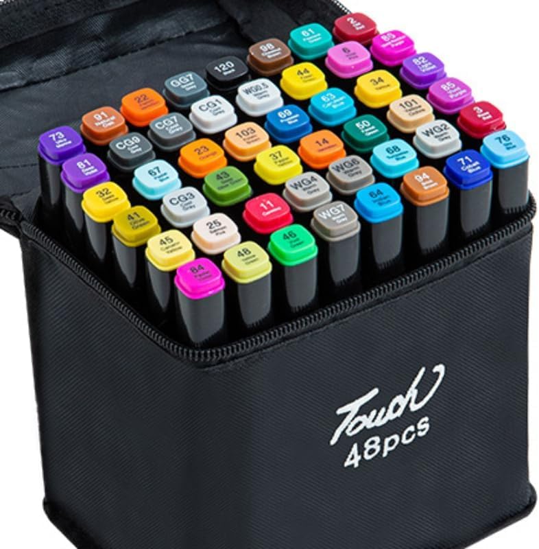 VISTA TRADEHealthy Bright Professional Multi Colour Pens All Children Fold Color Naturally Colour Markers Oil-Based Scientific Purity Permanent Marker Pens For Painting Graffiti Write (48 Colors)