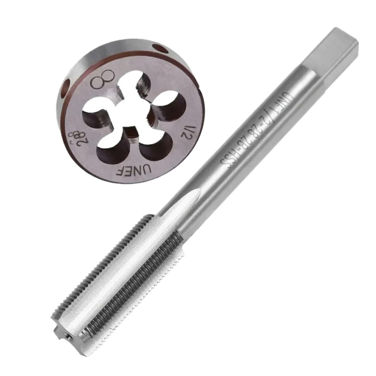 1pcs 1/2"-28 UNEF HSS Right Hand Thread Tap Die Set for Molding Machine Screw Tools(1/2"-28)