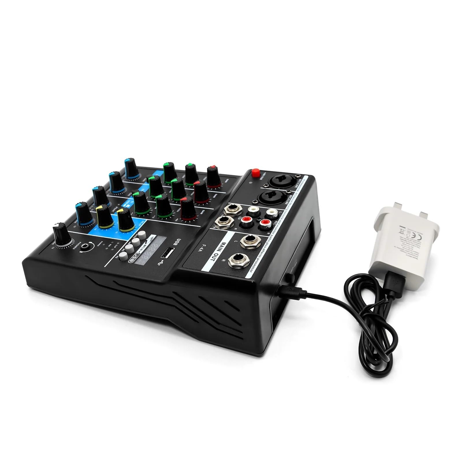 Mezclador de audio, Mezclador HD de 4 vías Au-dio sonido profesional con procesador efectos tarjeta equipo consola mezcla mezclador portátil Usb canales Para karaoke