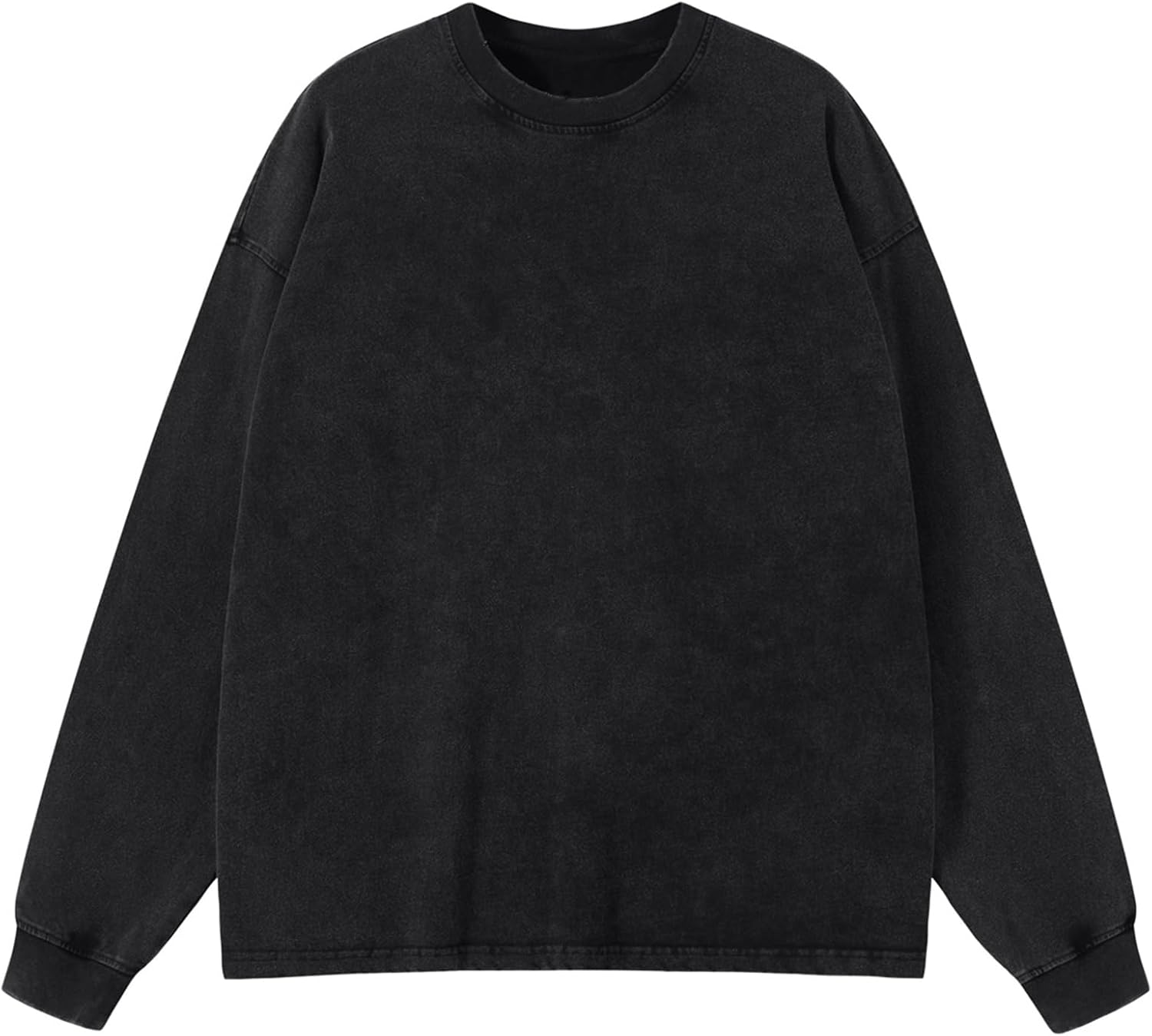 Men's Oversized Vintage Long Sleeve T-Shirts Acid Wash Soft Comfort Fit Crewneck Sw...