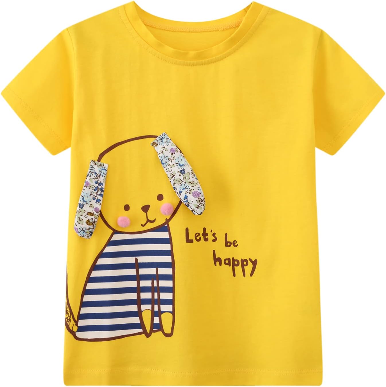Little Girls' Short Sleeve Shirt Tee Cotton Casual Graphic Easter Pink Unicorn Yellow Bunny Summer Crewneck Tunic T-Shirts Tops Tee 3 Packs Sets Size 6 - Image 4