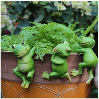 Set of 3 Cute Hanging Frogs Mini Pond Decoration Set for Pond Bowl Mini Pond Patio Pond Zinc Tubs Plant Bowl Garden Balcony Patio Ponds Decorative Flower Pot Planter
