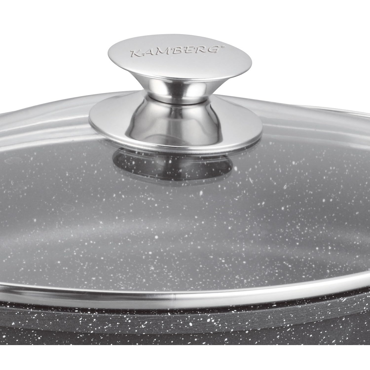 Kamberg - Cocotte/Plat à four 30 x 21 x 6,2 cm - Revêtement pierre Sans PFOA/PFAS - Tous feux dont induction - 2 Litres, Noir