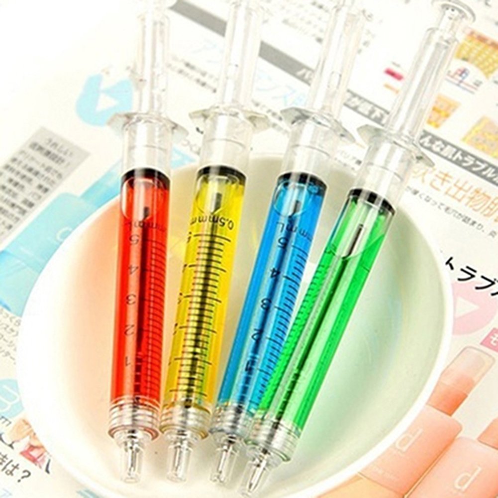 Brussels08 Multi 4Pcs/Set Liquid Syringe Injection Ballpoint Pen Ballpen Doctor Nurse Novelty Pen Students Children Gift