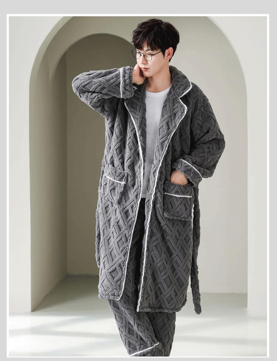 LVTFCO Autunno e inverno pigiama set, set di 2 uomini bagno avvolgere grasso più dimensioni vestaglia