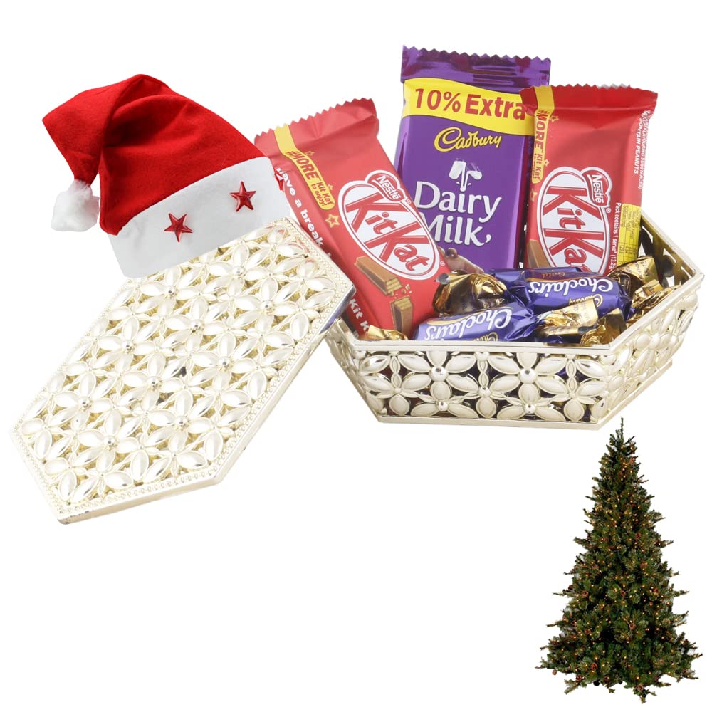SFU E Com Chocolate Gift Basket Hamper|Premium Christmas Chocolate Gift Hamper|Christmas Cap & Christmas Tree|184,111 Grams