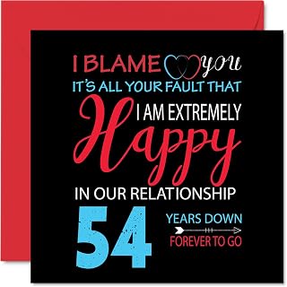 Stuff4 Funny 54th Anniversary Card for Husband Wife - Your Fault I'm Extremely Happy - Happy 54th Wedding Anniversary Card for Partner, 5.7 x 5.7 Inch Greeting Cards for Fifty-Fourth Anniversaries