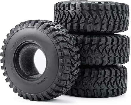 RCLIONS 4pcs 2.2" Crawler Tires 125 * 50mm with Foam Insert for 1/10 RC Crawler Car Axial SCX10 TRX4 Wraith RBX10 RR10