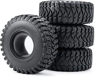 RCLIONS 4pcs 2.2inch 125mm RC Crawler Wheel Tyre Tires with Foam Insert for 1/10 RC Car Axial SCX10 Wraith RR10 TRX4