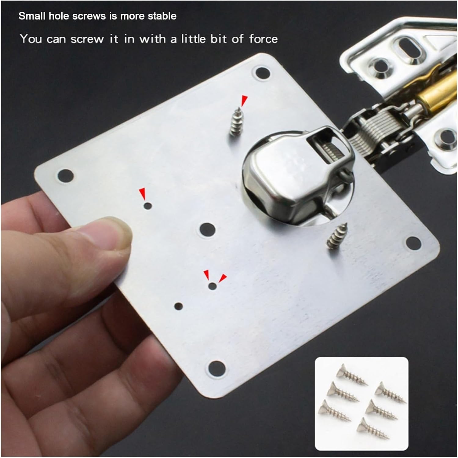YEJIANGHUA Cabinet Hinge Repair Plate Kit Furniture Hardware Repair Mounting Tool Kitchen Cupboard Door Hinges Stainless Steel Fixing Plate Natural(C)