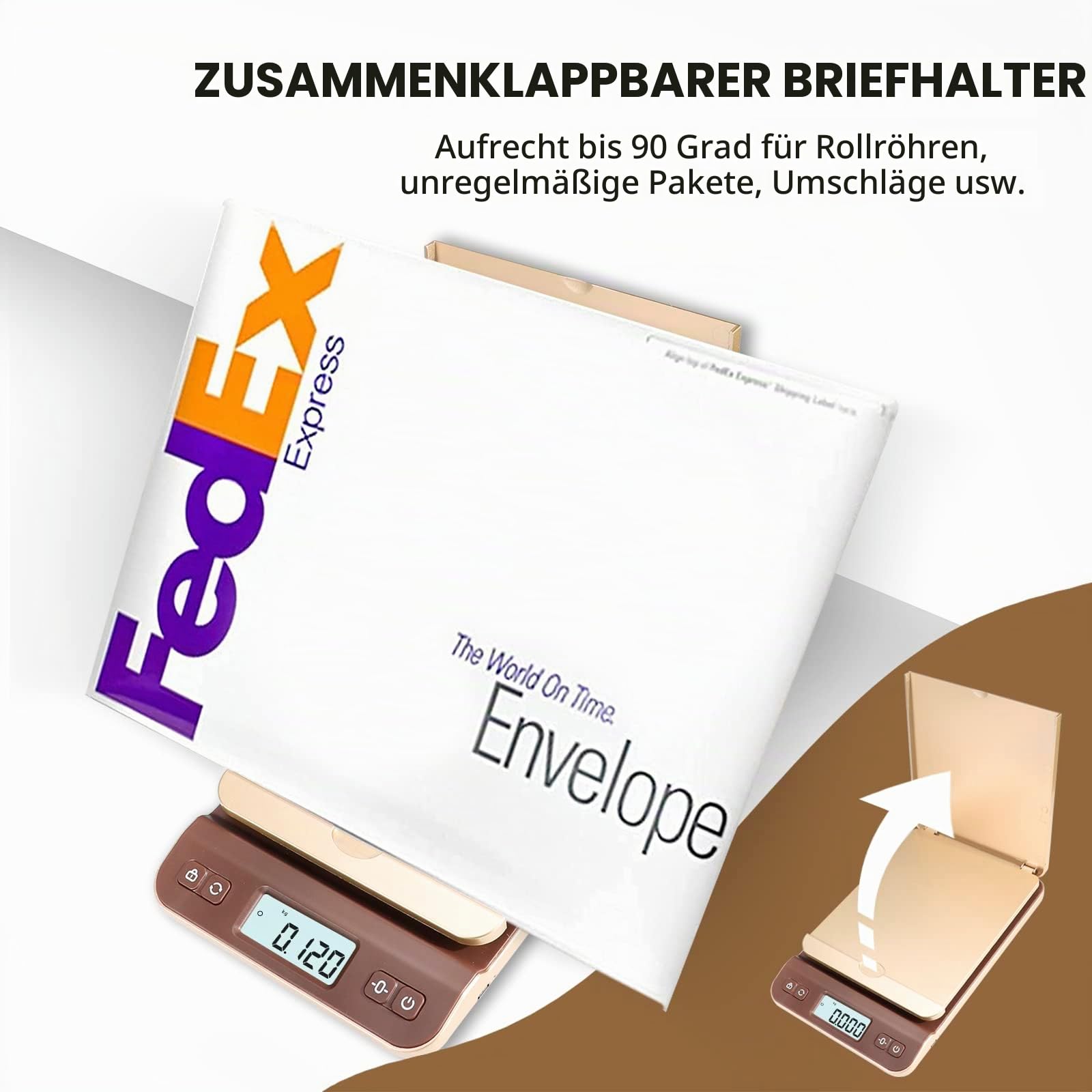 UNIWEIGH digital Postwaage 39kg/86lb, Briefwaage, Paketwaage, Plattformwaage, Küchenwaage, Grammwaage, Postal Scale mit Hold-Tara-Funktion für Büro, Haus,Lager, Markt, USB-Kabel, Maßband - Gold
