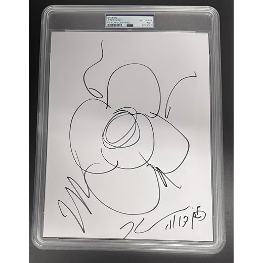 Jeff Koons Signed Autograph PSA/DNA Slab 8x10 Original 11-13-25 Flower Sketch C