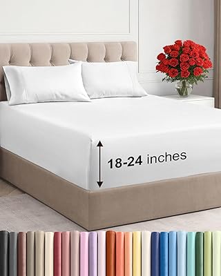 CGK Linens Extra Deep Pocket King Sheets - 4 Piece Breathable & Cooling Bed Sheets - Hotel Luxury Bed Sheet Set - Super Soft, Comfy, Fade & Wrinkle Free - Fits Extra Deep Mattresses - White Sheets Set