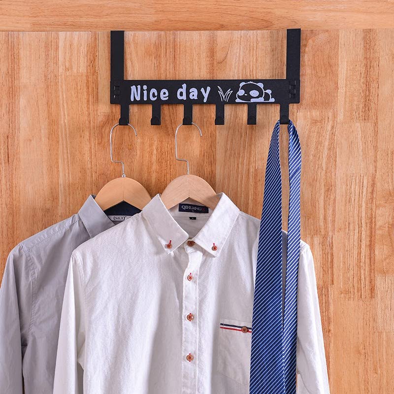 Image of 2 Pc Heavy Duty Over Door Hanger for Cloths, Drill-Free Hanging Rack Organizer for Coat, Scarf, Cloths Hanger (Black) (Pack of 2)