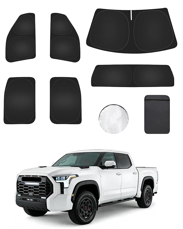 Protetor solar para janelas da Toyota Tundra 2022–2025 RSACET, cobertura para vidros laterais, triangulares traseiros e para-brisa, 6 peças