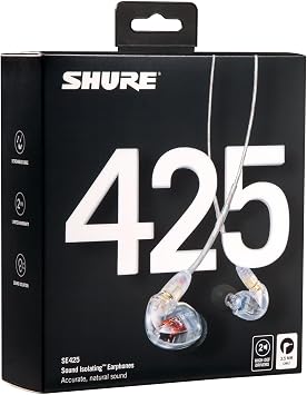 Shure SE425 PRO Wired Earbuds - Professional Sound Isolating Earphones with Detailed Sound, Dual-Driver Hybrid, Secure in-Ear Fit, Detachable Cable, Durable Quality, Clear