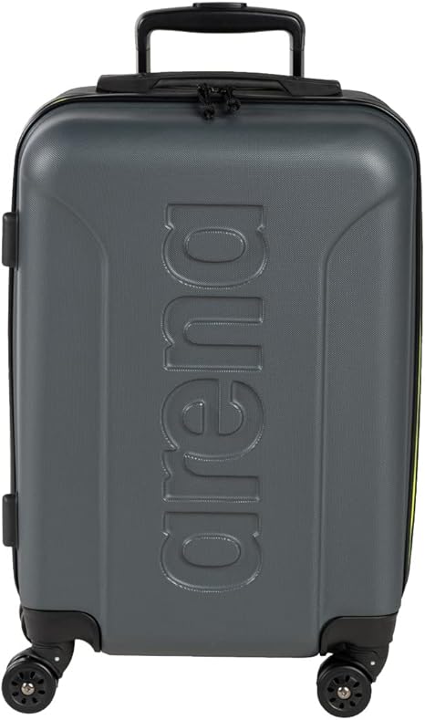 review Arena Hardside Luggage with Spinner Wheels, Dark-Smoke Neon-Yellow, 22-Inch