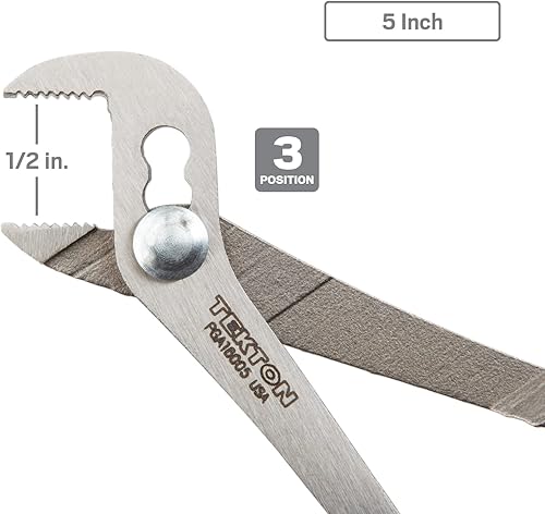 Miniatura 4 de TEKTON Juego de alicates deslizantes de punta angular, 3 piezas (5, 7, 10 pulgadas) PGA16103 Fabricado en Estados Unidos