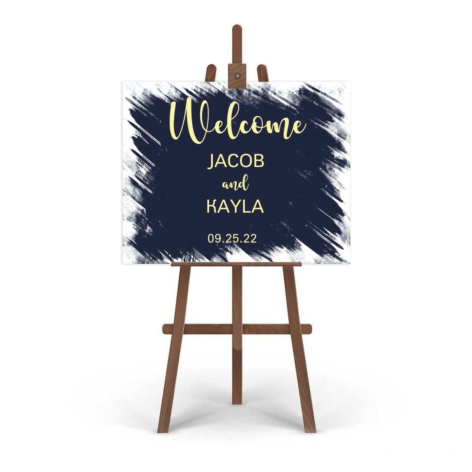 Panneau de calligraphie moderne personnalisable avec vos noms et dates pour couple nouvellement marié, cadeau de pendaison de crémaillère 45,7 x 61 cm