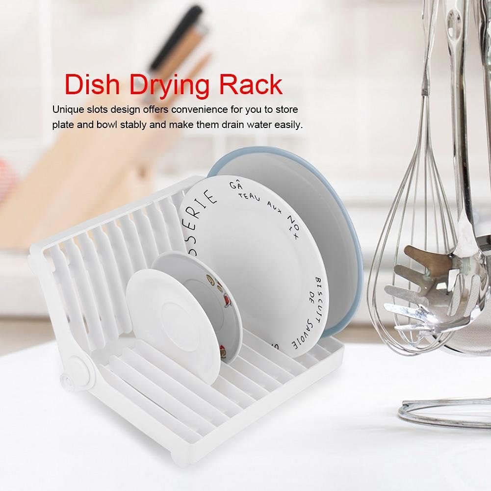 Yosoo Foldable Dish Plate Drying Rack Organizer, Collapsible Dish Drainer Cutlery Plastic Storage Organizer Holder Home Kitchen, Easy to, for Space Saving