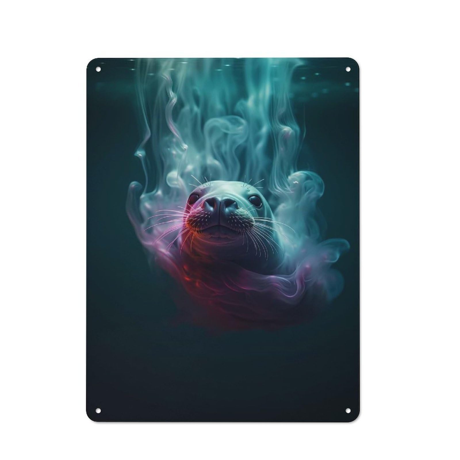 Junmoney Seal Water Neon Smoke Art Metal Wall Sign 40X30cm Featuring For Bar Or Restaurant, For Bar Decor Enthusiasts