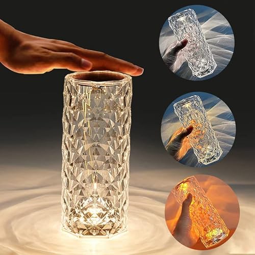 Crystal Lamp, Rose Diamond Table Lamp, 16 Colors Rgb With Touch And Remote Control, Usb Rechargeable Decorative Acrylic Rays Lamp, Christmas Decorations, Atmosphere Light For Living Room, Bedroom, Bar #TOP1